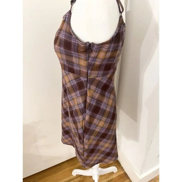 SIZE‎ M Urban Outfitters KEYA Plaid Purple Yellow Hook & Eye Mini Dress - Picture 5 of 10